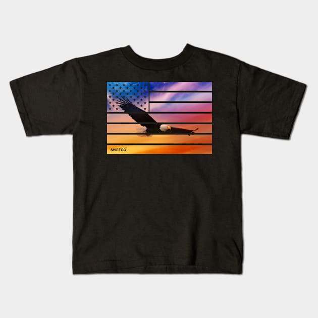 American flag and eagle Kids T-Shirt by waleed